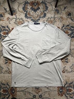 Polo Ralph Lauren Shirt Mens XL Gray Long Sleeve Pocket Tee Crewneck Logo Top